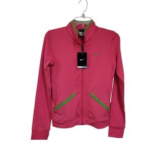 Nike Girls Dri-FIT Full Zip Track Jacket Pink Lime Green 449463-609 Size L